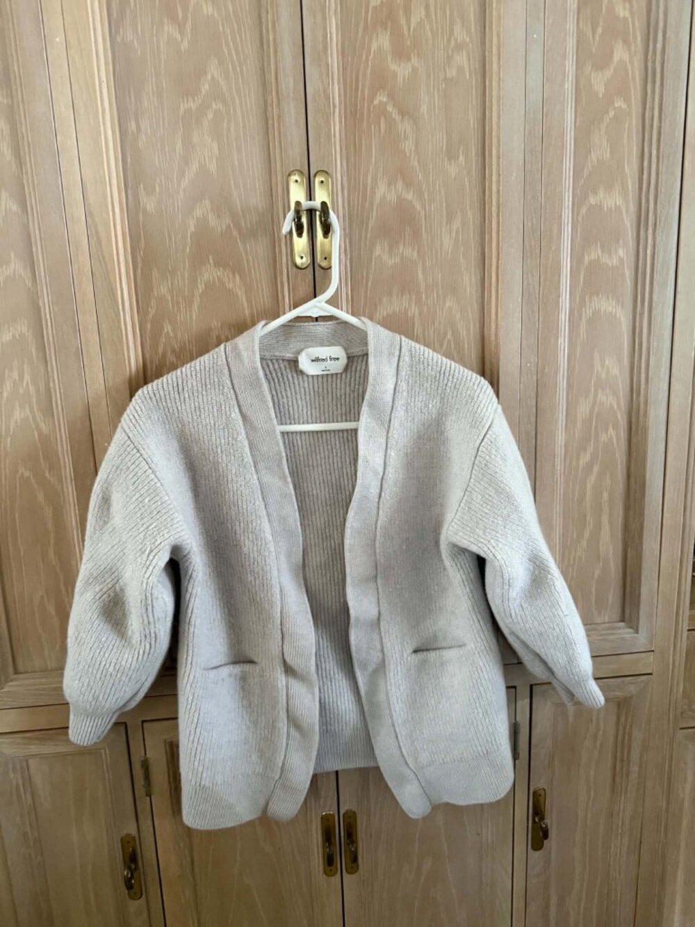 Aritzia Wilfred Free Unwind Cardigan S Heather Birch Chunky Wool Knit
